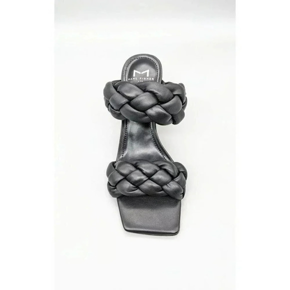 NIB Marc Fisher Hammy Braided Leather Heeled Sandals Black Size 6 M (MSRP $165) - Picture 3 of 8